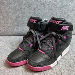 Nike Air Revolution Sky High Black Pink Safari Hidden Wedge Sneakers  Size 7.5